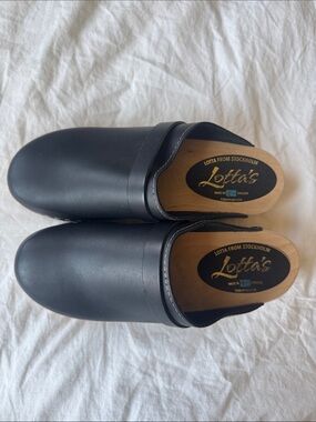 Lotta From Stockholm Black Leather Clogs (New)